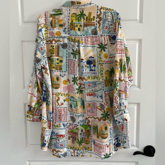 True Destinations Cotton Swim Cover Up Button Up Shirt/Dress Size XL Vacation - Picture 6 of 13